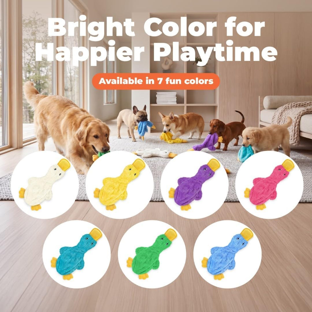 Best Pet Supplies Interactive Squeaky Dog Toy - Crinkle Duck, Yellow | Stuffing Free Body, Soft, Squeaks & Crinkles, No Mess, Perfect for Moderate Chewers, Toss and Fetch Play