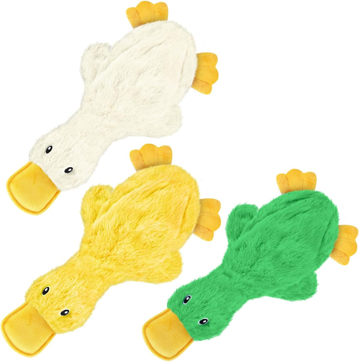 Best Pet Supplies Interactive Squeaky Dog Toy - Crinkle Duck, Yellow | Stuffing Free Body, Soft, Squeaks & Crinkles, No Mess, Perfect for Moderate Chewers, Toss and Fetch Play