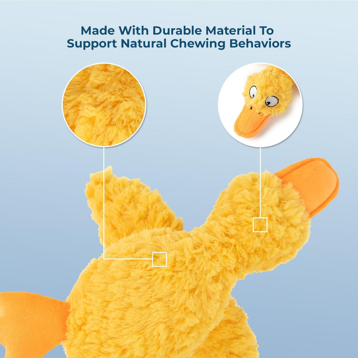 Best Pet Supplies Interactive Squeaky Dog Toy - Crinkle Duck, Yellow | Stuffing Free Body, Soft, Squeaks & Crinkles, No Mess, Perfect for Moderate Chewers, Toss and Fetch Play
