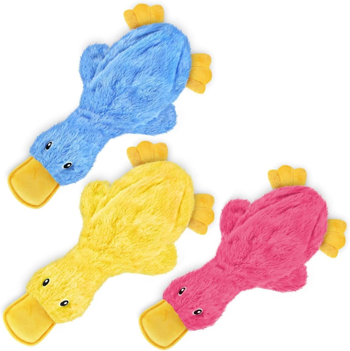 Best Pet Supplies Interactive Squeaky Dog Toy - Crinkle Duck, Yellow | Stuffing Free Body, Soft, Squeaks & Crinkles, No Mess, Perfect for Moderate Chewers, Toss and Fetch Play