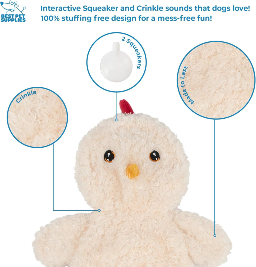 Best Pet Supplies Interactive Squeaky Dog Toy - Crinkle Duck, Yellow | Stuffing Free Body, Soft, Squeaks & Crinkles, No Mess, Perfect for Moderate Chewers, Toss and Fetch Play