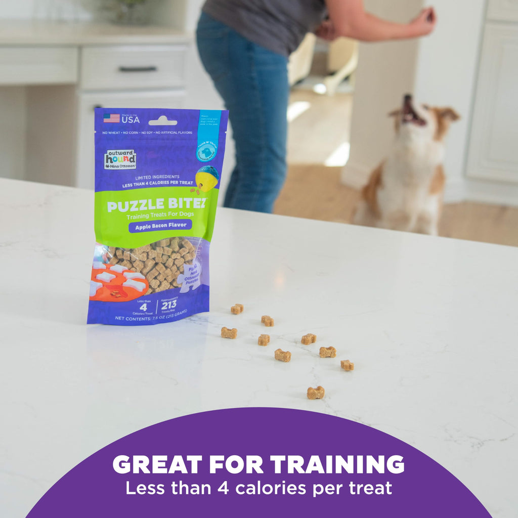 Outward Hound Nina Ottosson Puzzle Bitez Dog Treats, Peanut Butter, 7.5 oz | USA Made, Healthy Bite-Sized Treats for Training Reward & Interactive Puzzle Toys, No Artificial Additives, Dogs & Puppies