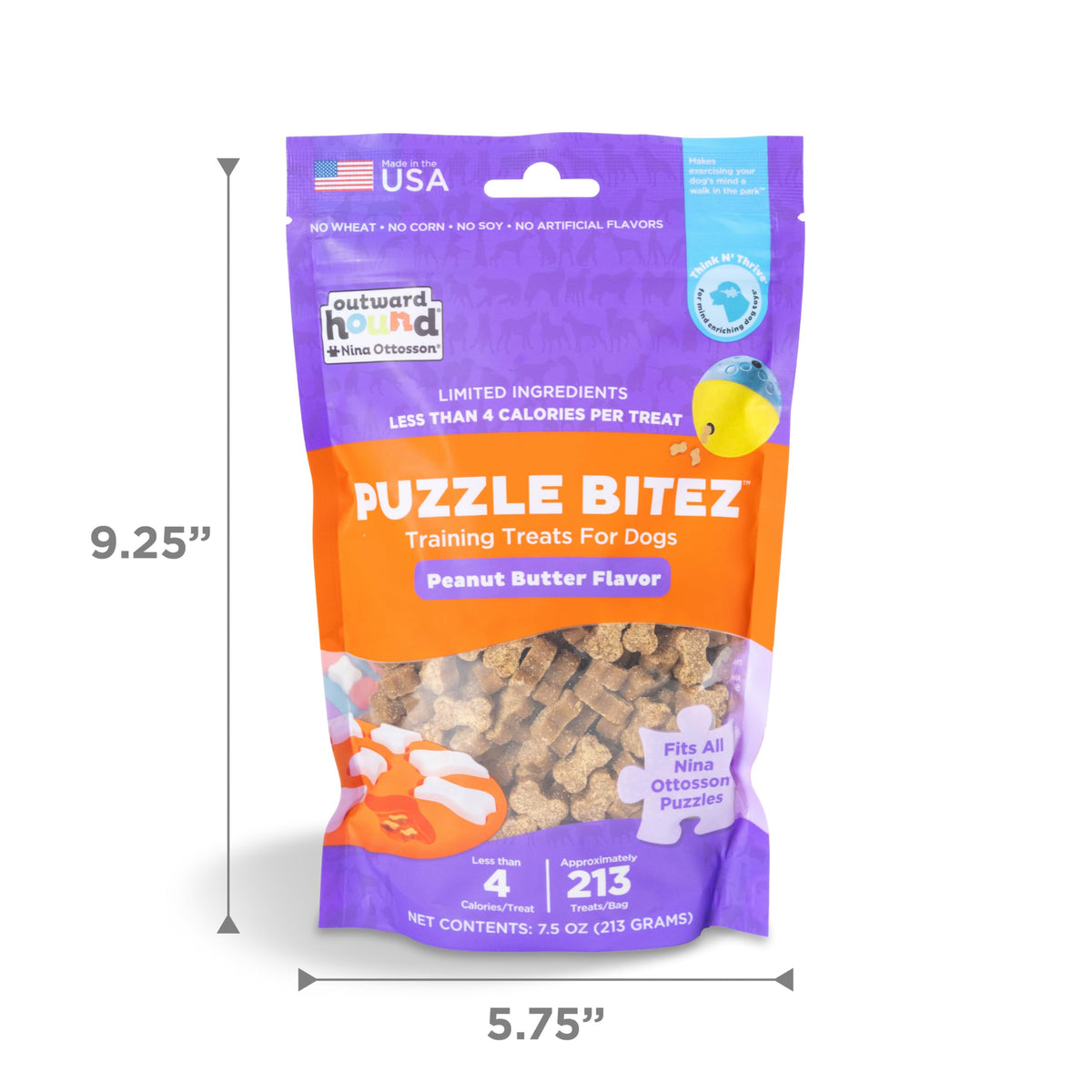 Outward Hound Nina Ottosson Puzzle Bitez Dog Treats, Peanut Butter, 7.5 oz | USA Made, Healthy Bite-Sized Treats for Training Reward & Interactive Puzzle Toys, No Artificial Additives, Dogs & Puppies