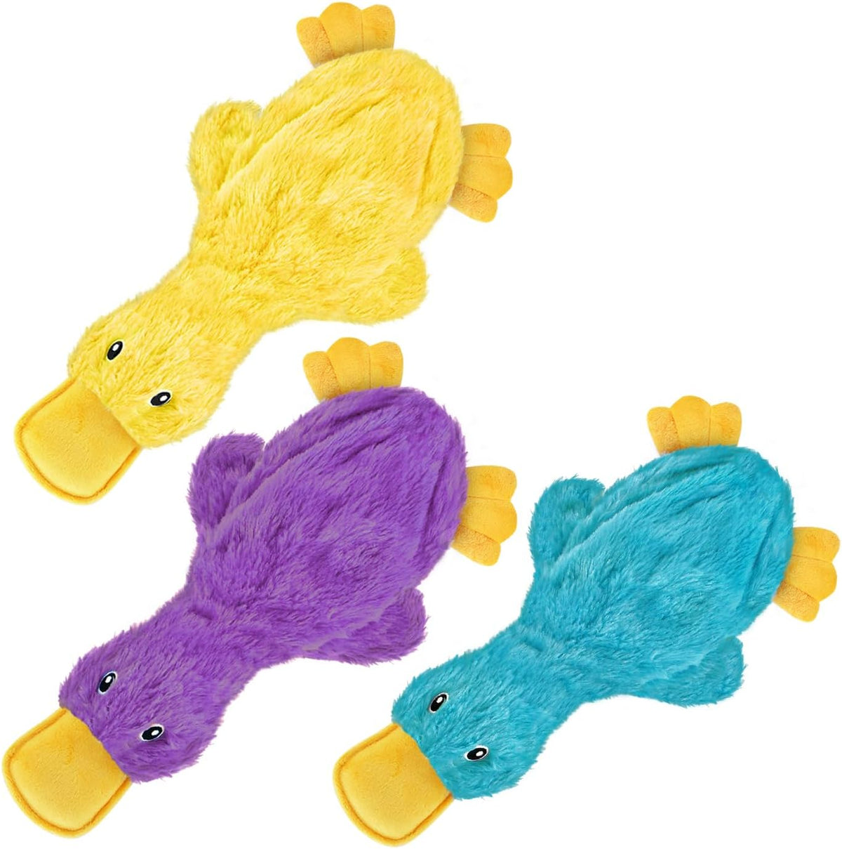 Best Pet Supplies Interactive Squeaky Dog Toy - Crinkle Duck, Yellow | Stuffing Free Body, Soft, Squeaks & Crinkles, No Mess, Perfect for Moderate Chewers, Toss and Fetch Play