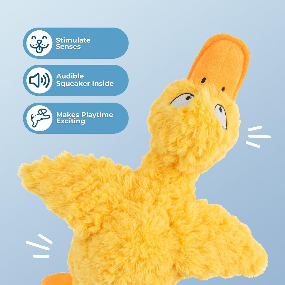 Best Pet Supplies Interactive Squeaky Dog Toy - Crinkle Duck, Yellow | Stuffing Free Body, Soft, Squeaks & Crinkles, No Mess, Perfect for Moderate Chewers, Toss and Fetch Play