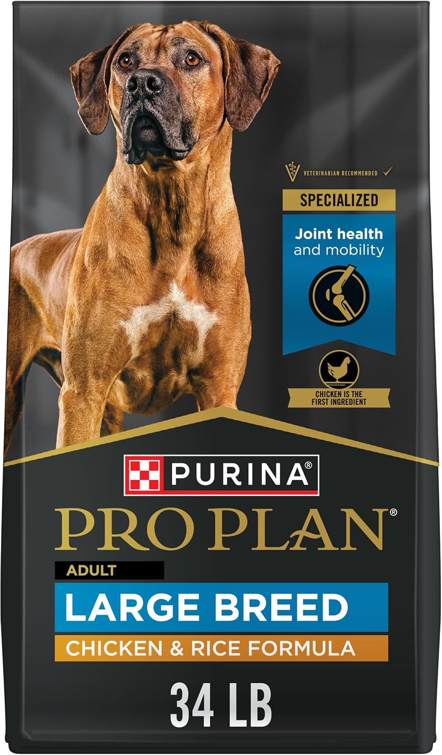 Purina Pro Plan Large Breed Dry Dog Food, Chicken & Rice, 34 lb Bag