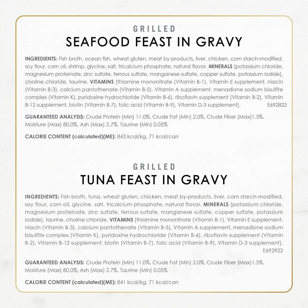 Purina Fancy Feast Grilled Seafood Wet Cat Food, 3 oz Cans, 24-Pack | Variety Pack, crafted with real seafood in savory gravy. Made with no Artificial Colors or Preservatives.