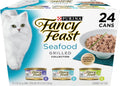 Purina Fancy Feast Grilled Seafood Wet Cat Food, 3 oz Cans, 24-Pack | Variety Pack, crafted with real seafood in savory gravy. Made with no Artificial Colors or Preservatives.