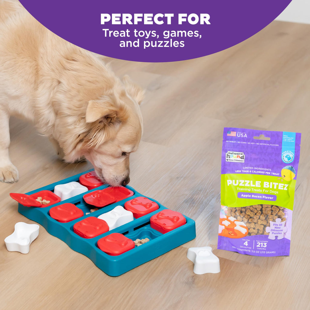 Outward Hound Nina Ottosson Puzzle Bitez Dog Treats, Peanut Butter, 7.5 oz | USA Made, Healthy Bite-Sized Treats for Training Reward & Interactive Puzzle Toys, No Artificial Additives, Dogs & Puppies