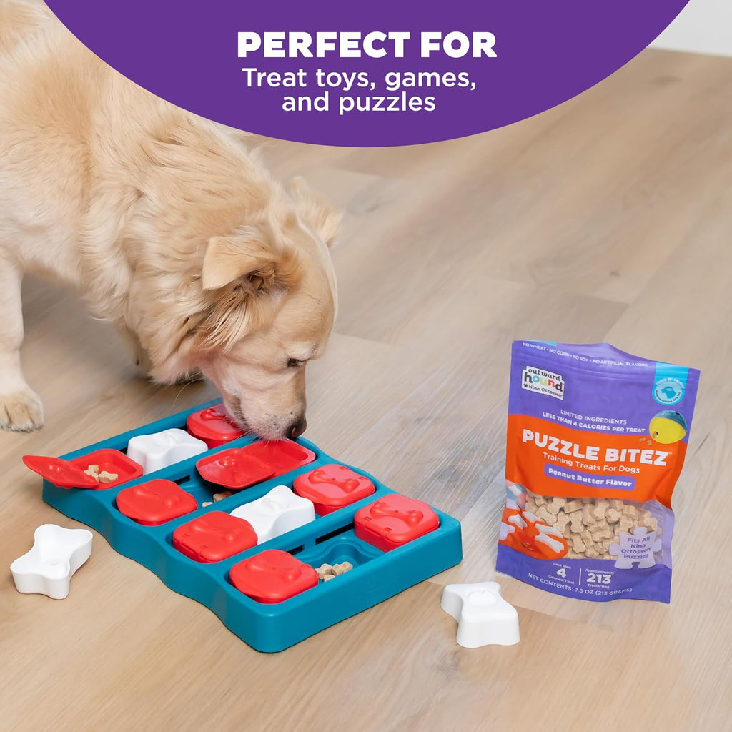 Outward Hound Nina Ottosson Puzzle Bitez Dog Treats, Peanut Butter, 7.5 oz | USA Made, Healthy Bite-Sized Treats for Training Reward & Interactive Puzzle Toys, No Artificial Additives, Dogs & Puppies
