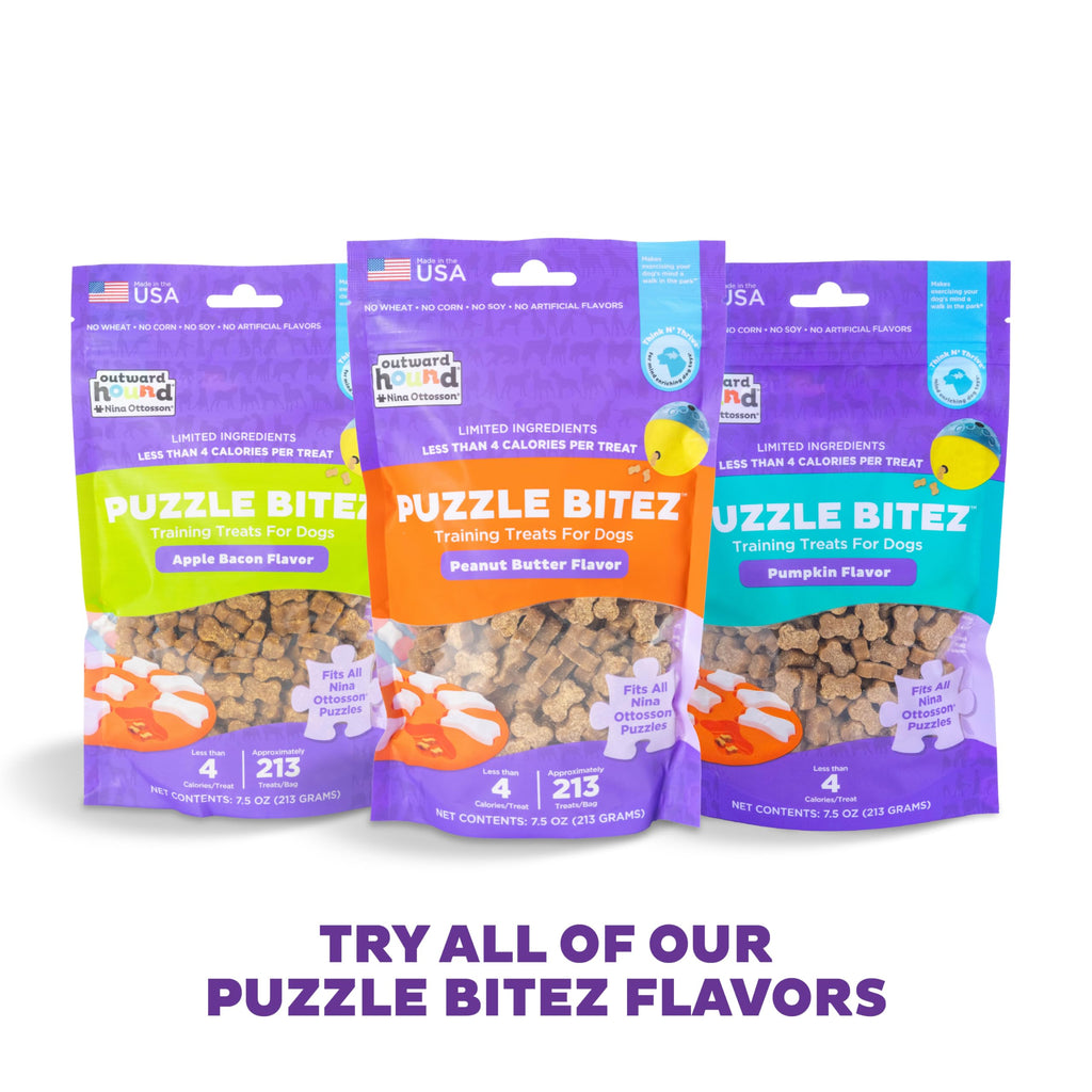 Outward Hound Nina Ottosson Puzzle Bitez Dog Treats, Peanut Butter, 7.5 oz | USA Made, Healthy Bite-Sized Treats for Training Reward & Interactive Puzzle Toys, No Artificial Additives, Dogs & Puppies