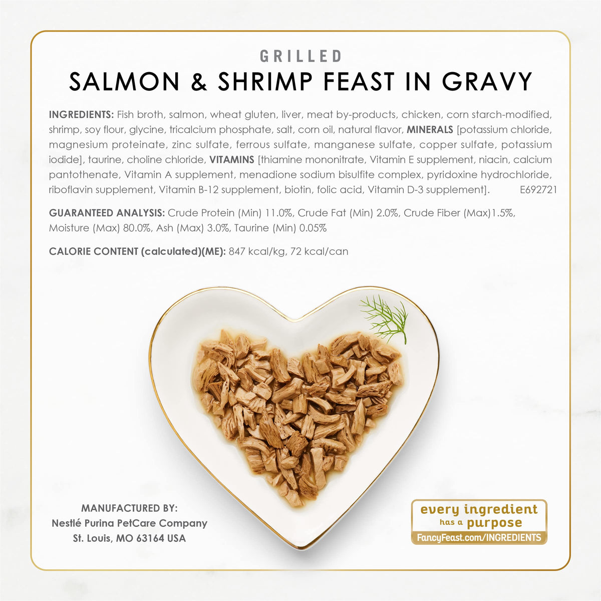 Purina Fancy Feast Grilled Seafood Wet Cat Food, 3 oz Cans, 24-Pack | Variety Pack, crafted with real seafood in savory gravy. Made with no Artificial Colors or Preservatives.