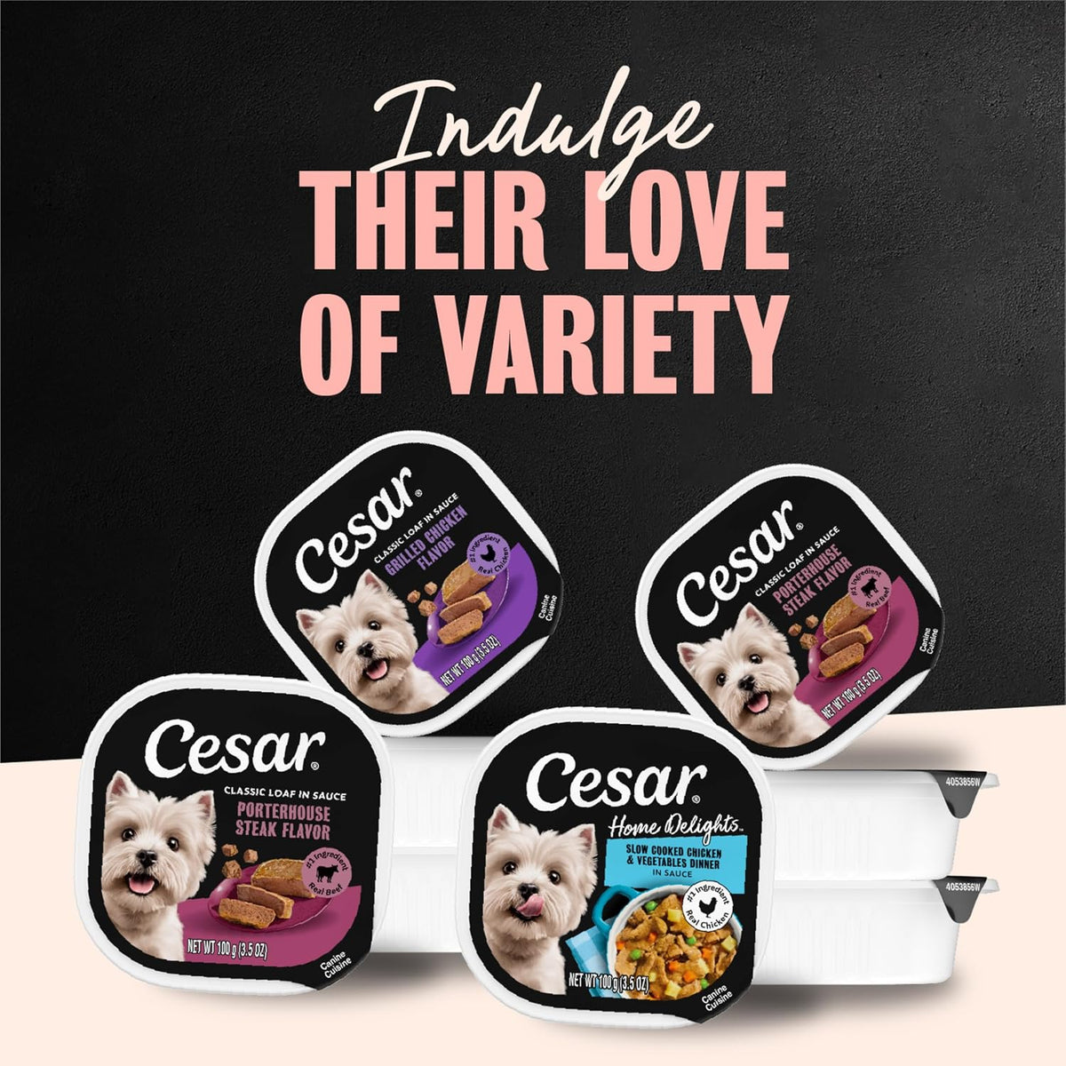 Cesar Classic Loaf in Sauce Wet Dog Food, Meaty Selects, 3.5 oz, 36 Count | Made in USA, Real meat #1 ingredient, no fillers or artificial flavors, formulated without grains, easy peel trays